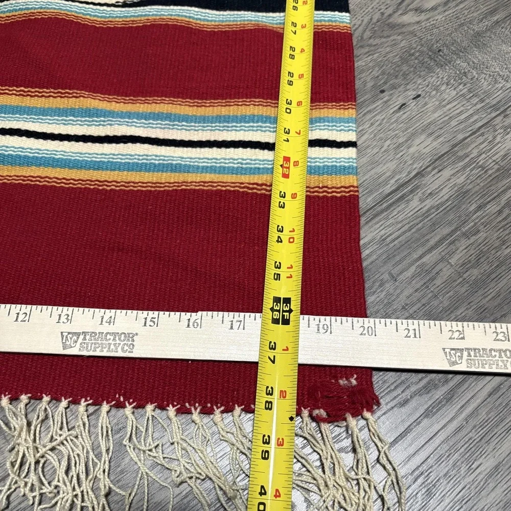 Southwestern Red Geometric Textured Area Rug Blanket 20x38‎ In Chimayo